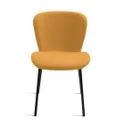 4 Upholstered Chairs in Bouclè Fabric and Black Metal Frame - Tiziana Viadurini