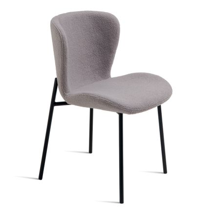 4 Upholstered Chairs in Bouclè Fabric and Black Metal Frame - Tiziana Viadurini
