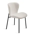 4 Upholstered Chairs in Bouclè Fabric and Black Metal Frame - Tiziana Viadurini