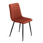 4 Upholstered Chairs in Ribbed Fabric and Metal Frame - Eliana Viadurini