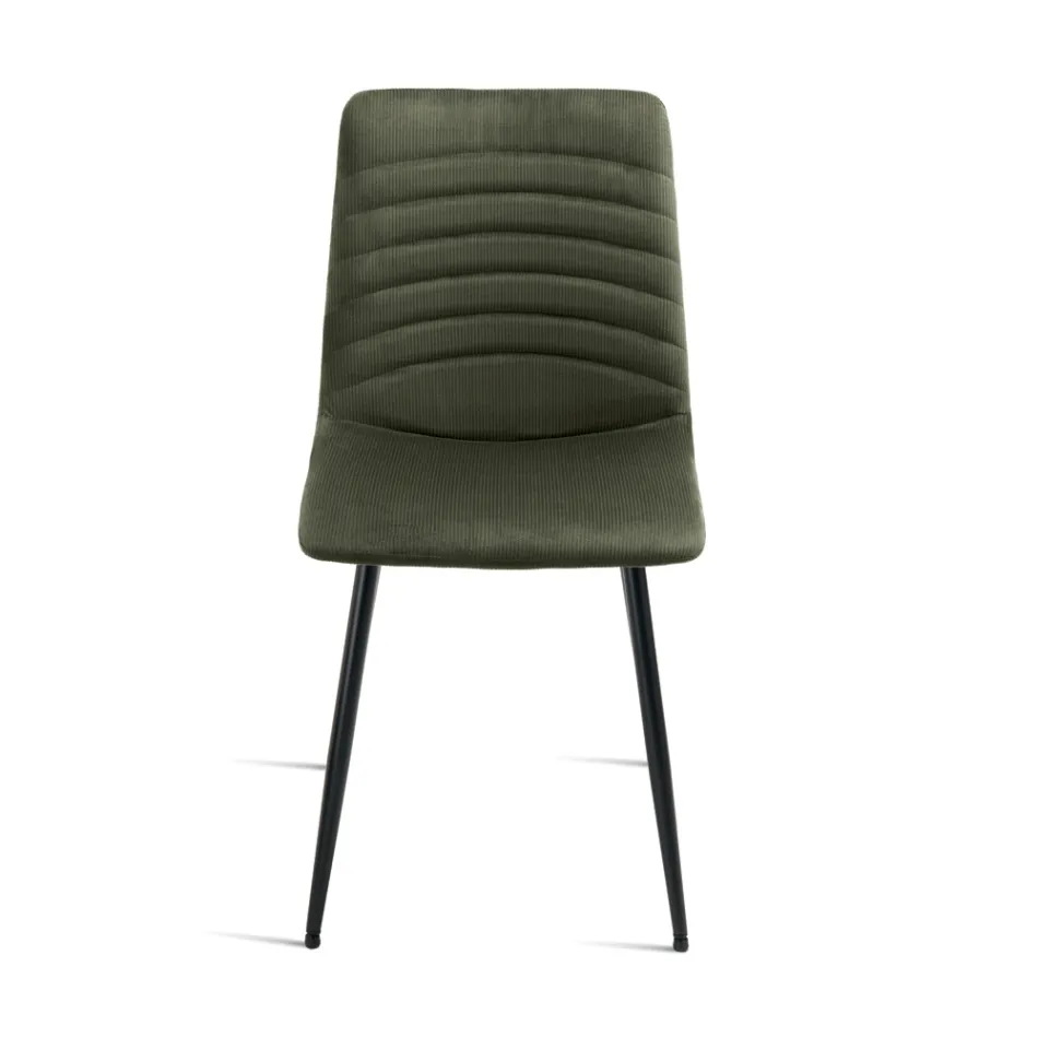 4 Upholstered Chairs in Ribbed Fabric and Metal Frame - Eliana Viadurini
