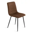 4 Upholstered Chairs in Ribbed Fabric and Metal Frame - Eliana Viadurini