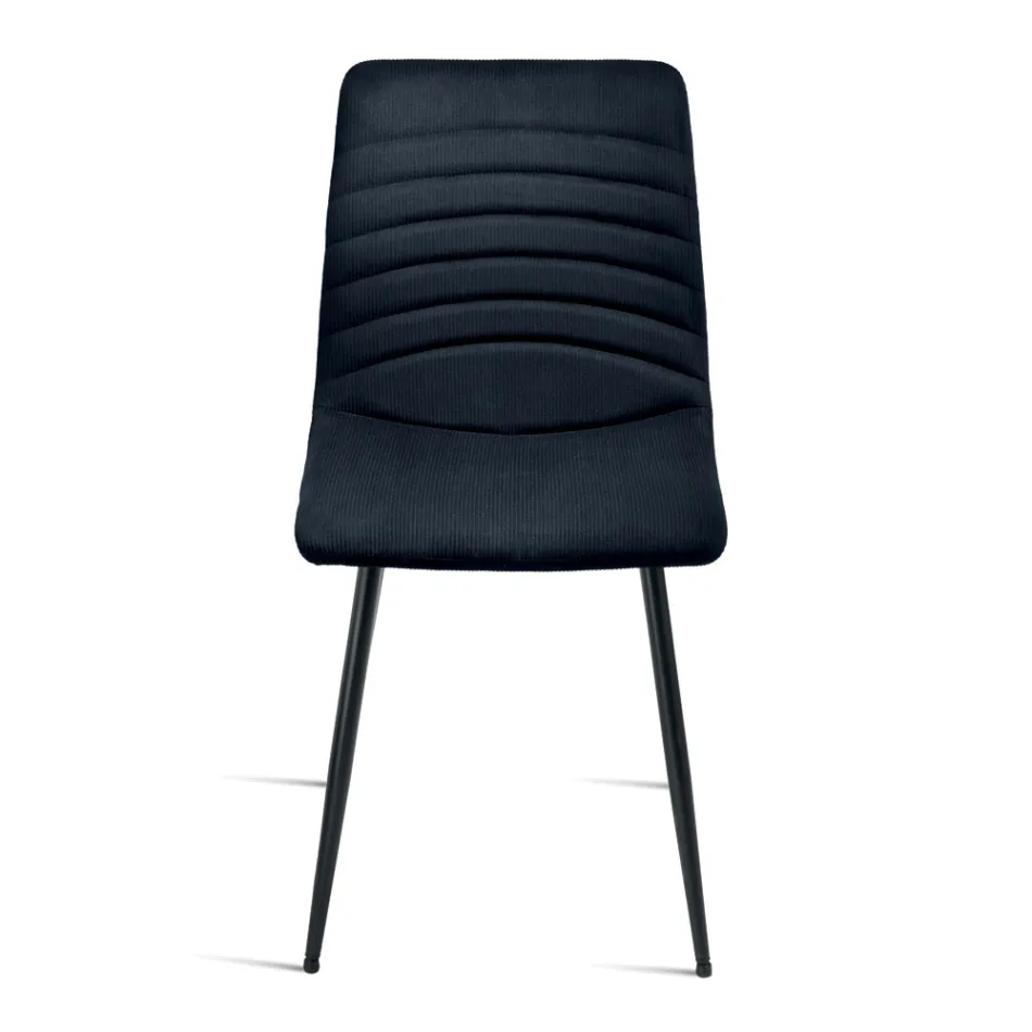 4 Upholstered Chairs in Ribbed Fabric and Metal Frame - Eliana Viadurini
