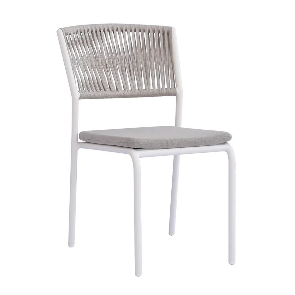 4 Stackable Aluminum and Rope Garden Chairs - Lunaris Viadurini