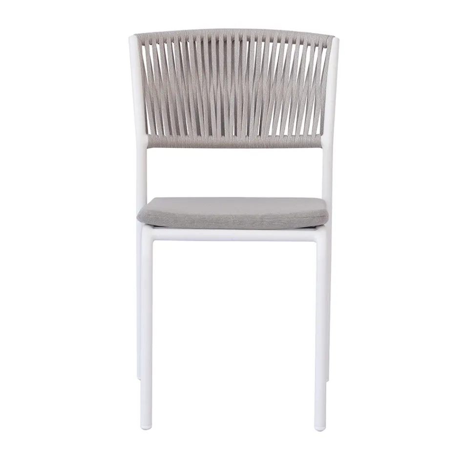 4 Stackable Aluminum and Rope Garden Chairs - Lunaris Viadurini