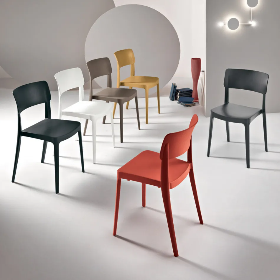 4 Stackable Polypropylene Living Room Chairs in Different Colors - Slancio Viadurini