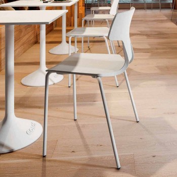 4 Stackable Chairs in Metal and Polypropylene Made in Italy - Clarinda