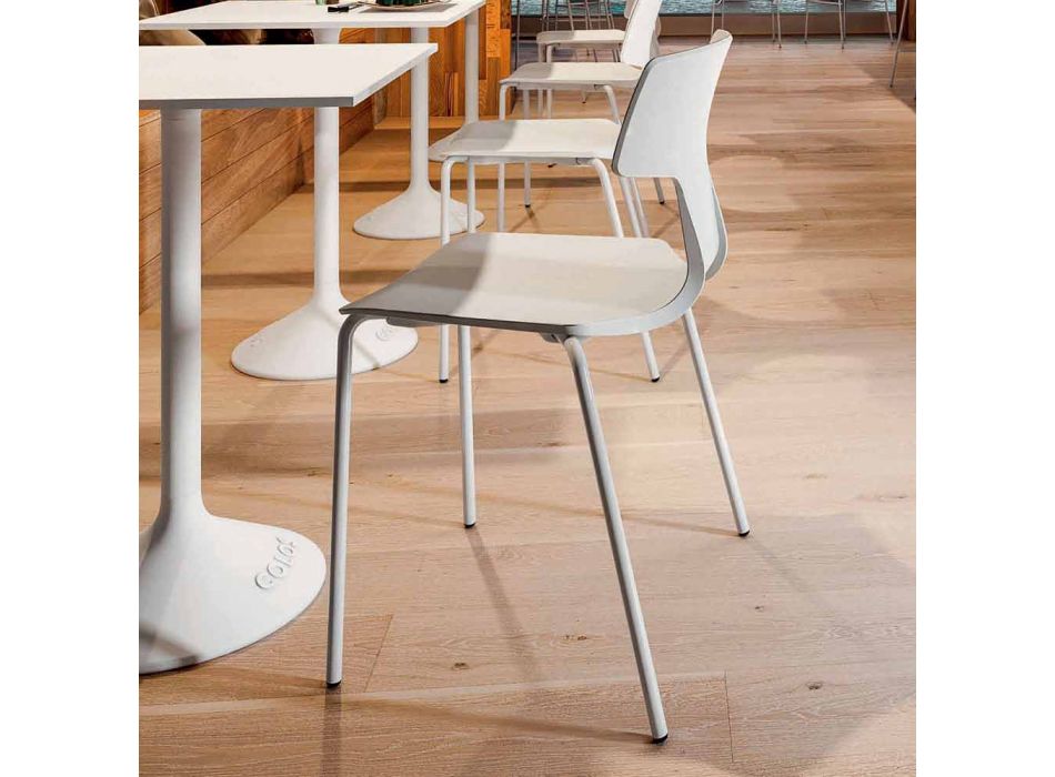 4 Stackable Chairs in Metal and Polypropylene Made in Italy - Clarinda