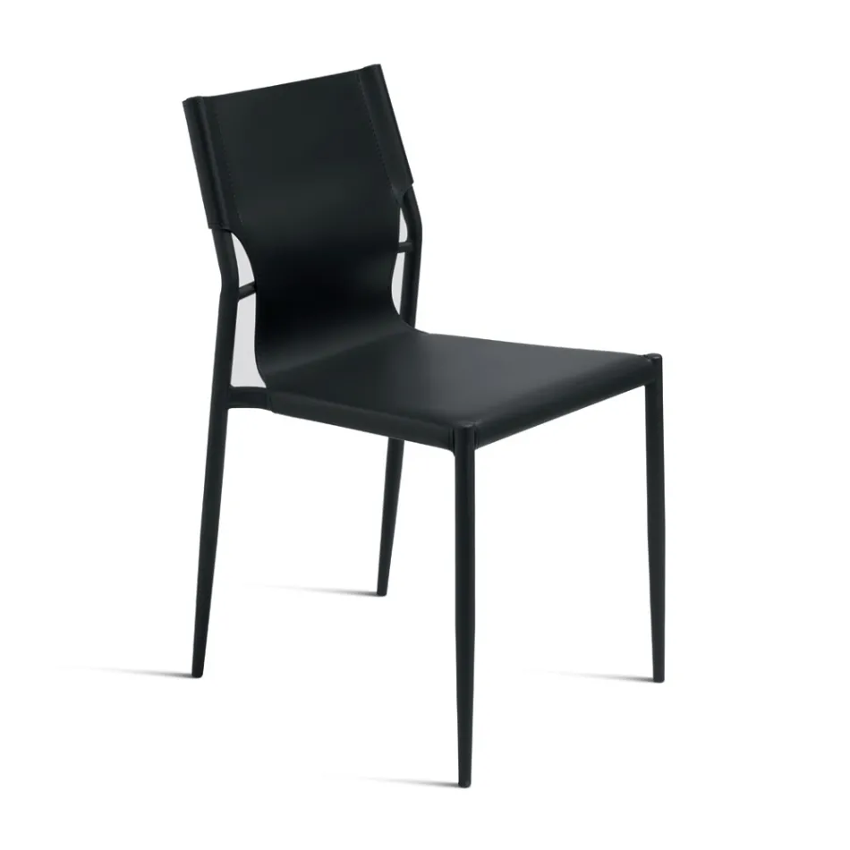 4 Chairs in Colored Faux Leather and Painted Metal Base - Comedy Viadurini