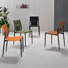 4 Chairs in Colored Faux Leather and Painted Metal Base - Comedy Viadurini