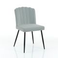 4 Chairs in Gray Velvet Effect Microfiber Fabric - Apricot