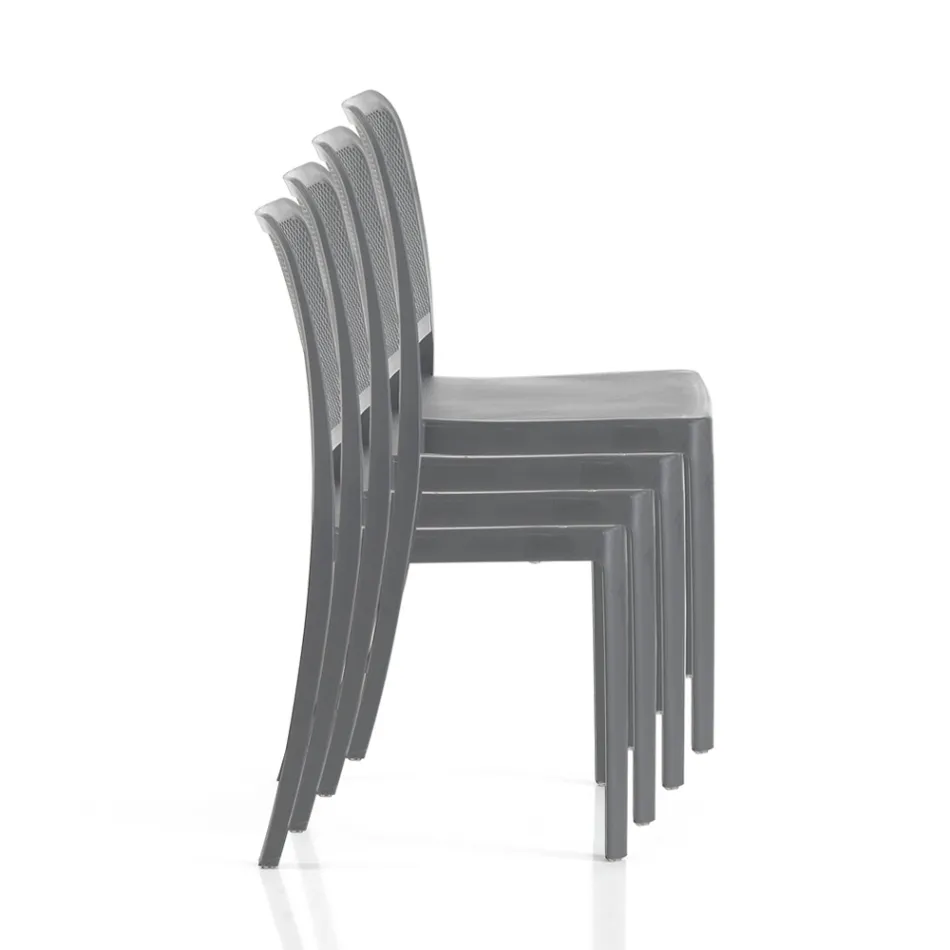 4 Stackable Indoor and Outdoor Chairs in Polypropylene - Peacock Viadurini