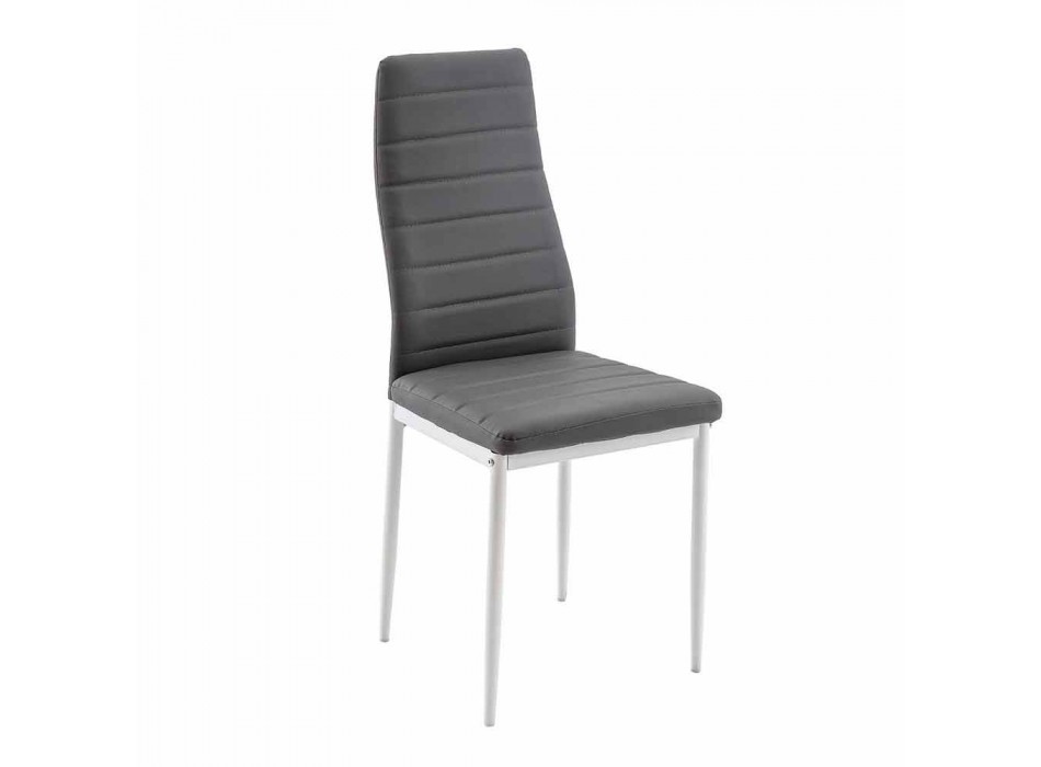 4 Modern Dining Room Chairs in Imitation Leather and Metal Legs - Spiga Viadurini