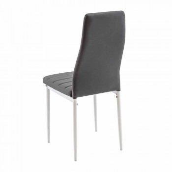 4 Modern Dining Room Chairs in Imitation Leather and Metal Legs - Spiga