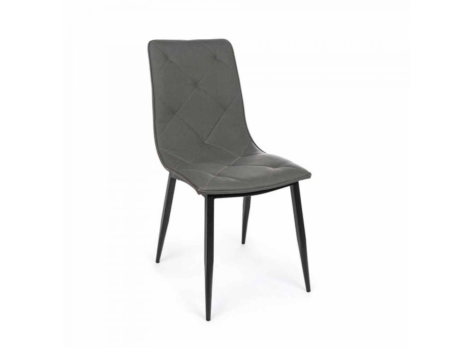 4 Modern Chairs Covered in Leatherette with Steel Base Homemotion - Daisa