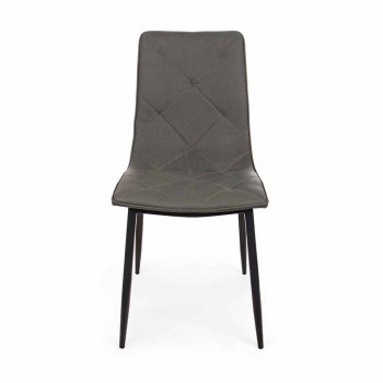 4 Modern Chairs Covered in Leatherette with Steel Base Homemotion - Daisa