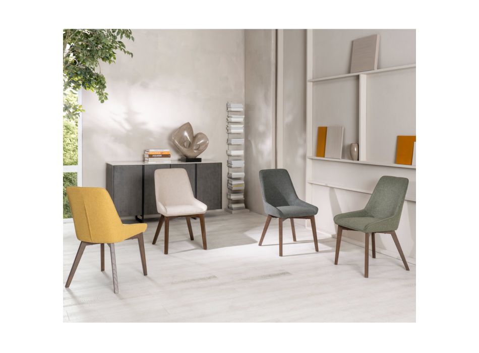 4 Chairs for the Living Room Made of Fabric of Different Colors and Wood - Vanilla Viadurini