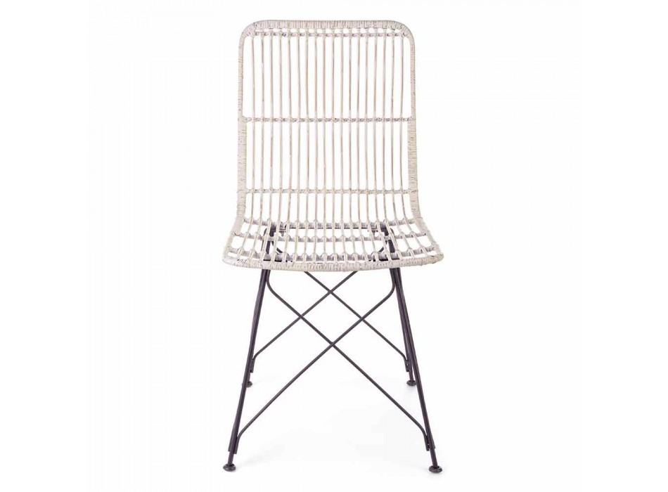 4 Dining Room Chairs in Steel and Weave by Kubu Homemotion - Kendall Viadurini