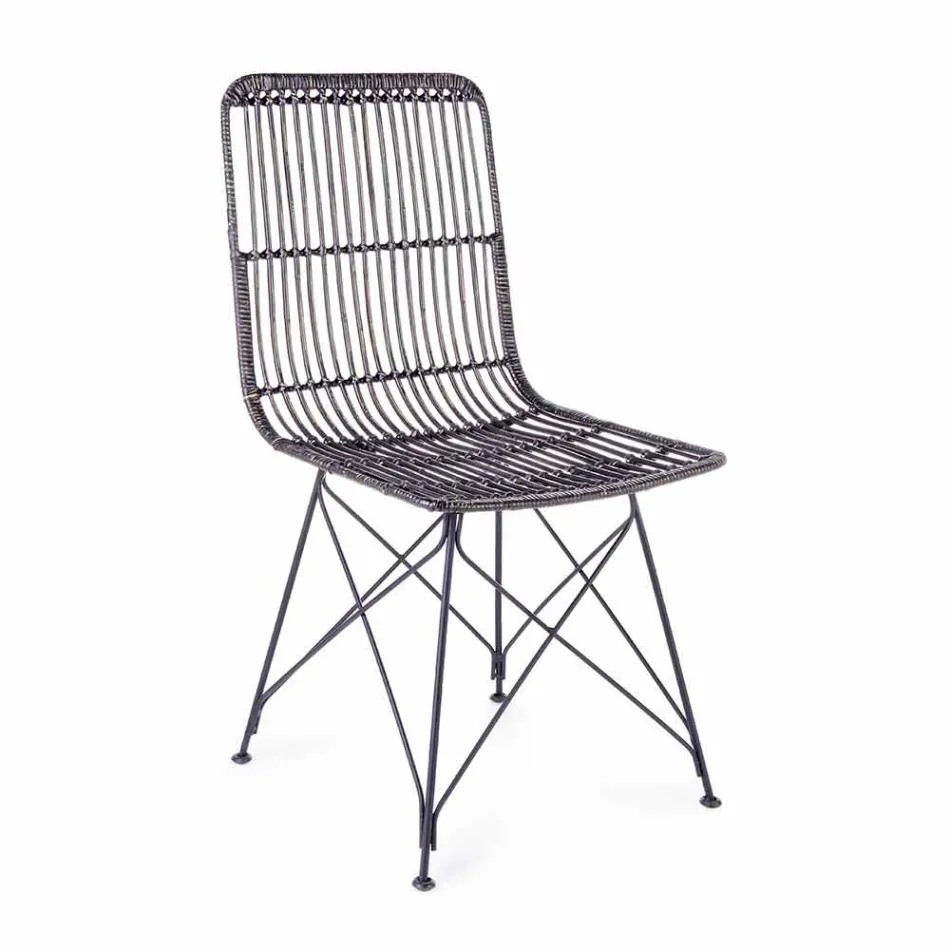 4 Dining Room Chairs in Steel and Weave by Kubu Homemotion - Kendall Viadurini
