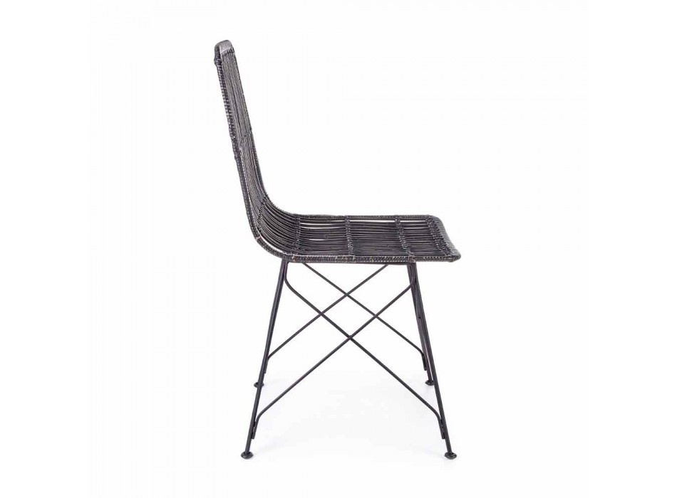 4 Dining Room Chairs in Steel and Weave by Kubu Homemotion - Kendall Viadurini