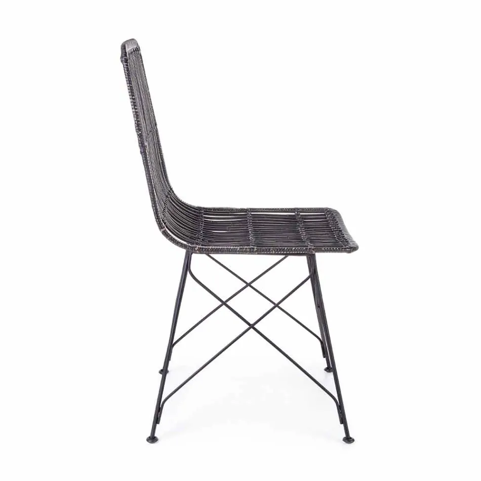 4 Dining Room Chairs in Steel and Weave by Kubu Homemotion - Kendall Viadurini