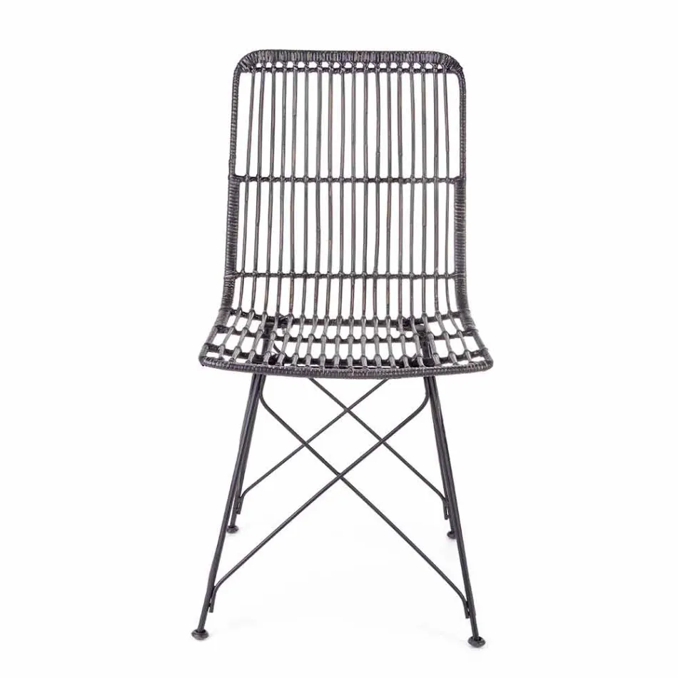 4 Dining Room Chairs in Steel and Weave by Kubu Homemotion - Kendall Viadurini