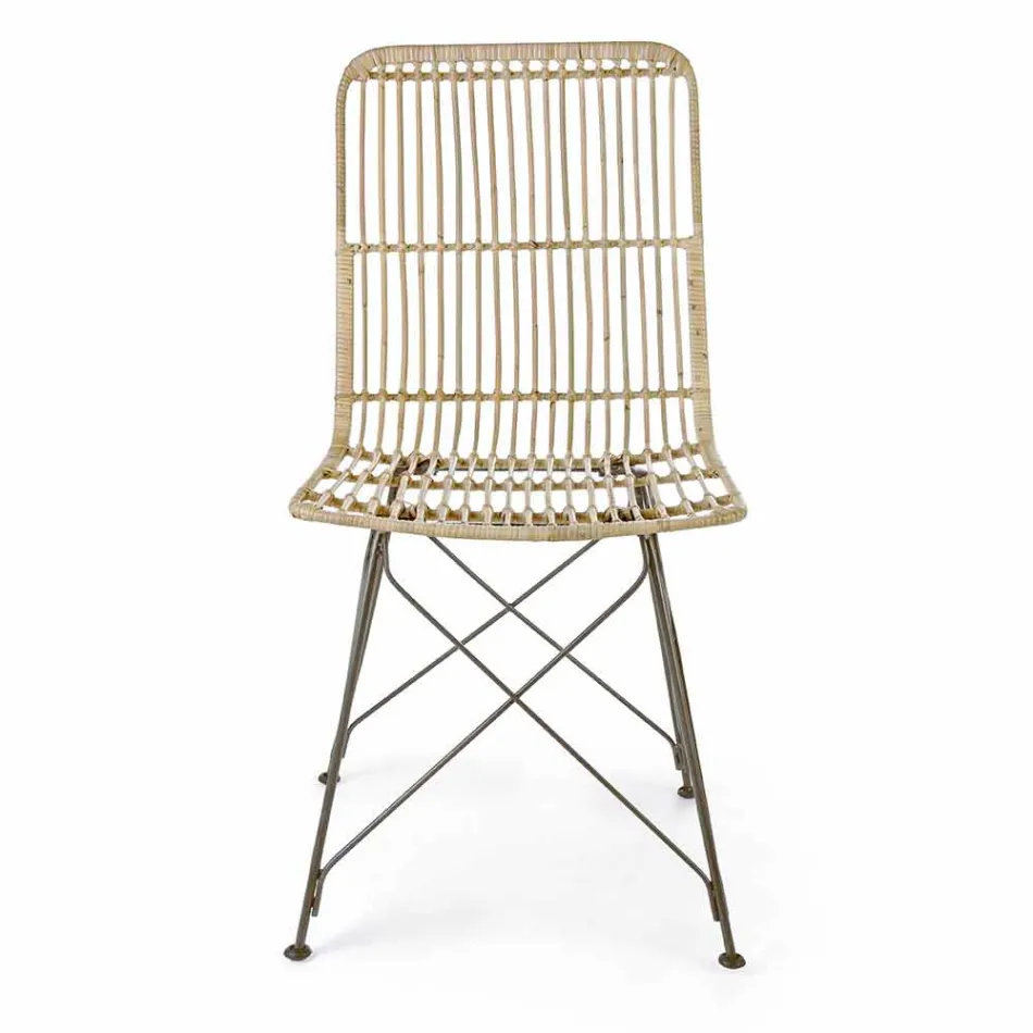 4 Dining Room Chairs in Steel and Weave by Kubu Homemotion - Kendall Viadurini