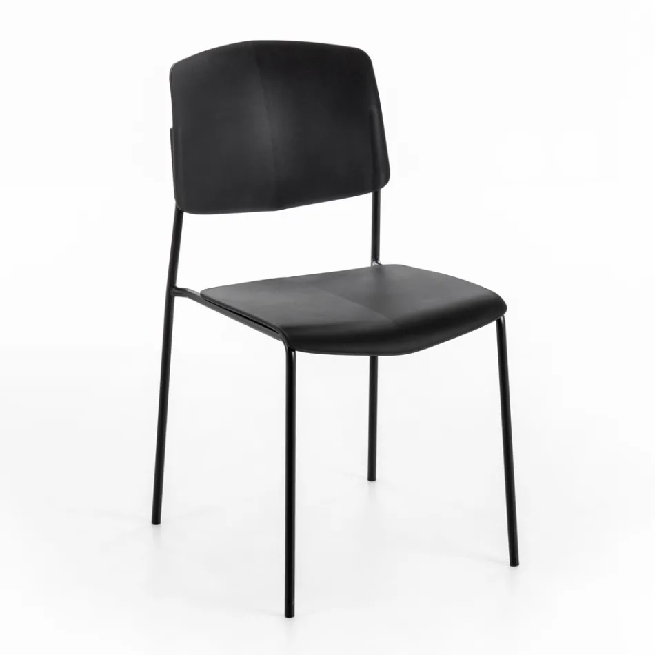 4 Chairs Made with Polypropylene Seat of Different Finishes and Metal - Daiquiri Viadurini