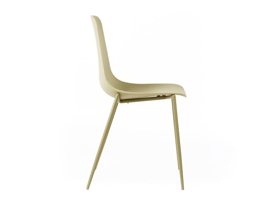 4 Chairs Made with Polypropylene Seat and Metal Legs - Mary Viadurini
