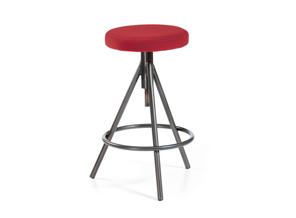 4 Indoor Stools in Red Fabric and Burnished Structure Made in Italy - Necklace Viadurini