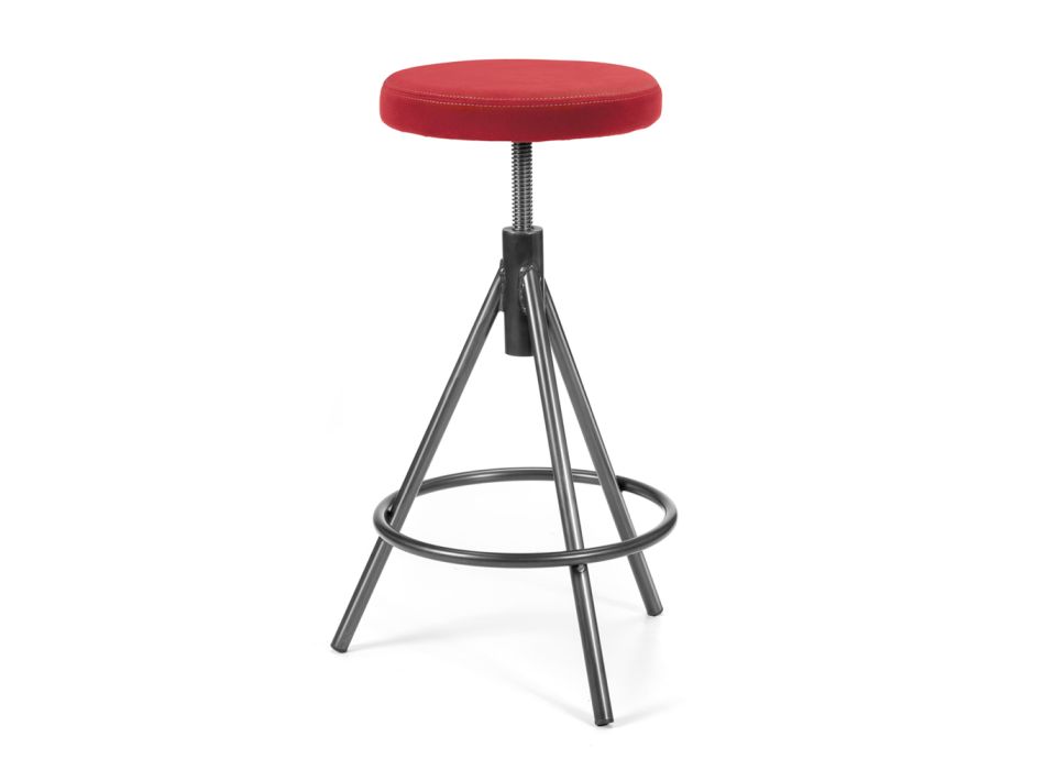 4 Indoor Stools in Red Fabric and Burnished Structure Made in Italy - Necklace Viadurini