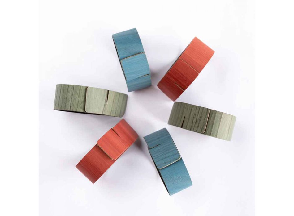 6 Design Napkin Rings in Assorted Colors Made in Italy - Potty