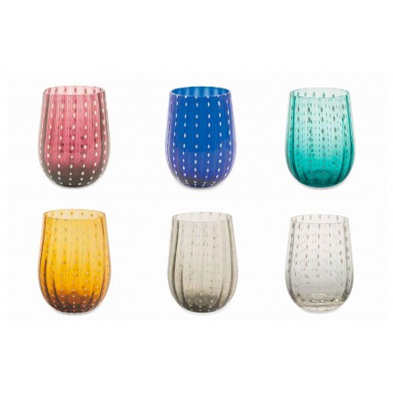 6 Colored and Modern Glass Glasses for Water Elegant Service - Persia Viadurini