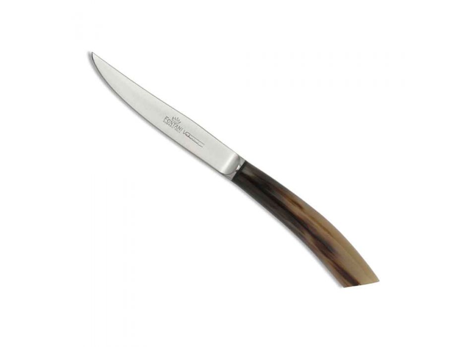 6 Artisan Kitchen Knives with Ox Horn Handle Made in Italy - Marine