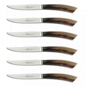 6 Artisan Kitchen Knives with Ox Horn Handle Made in Italy - Marine