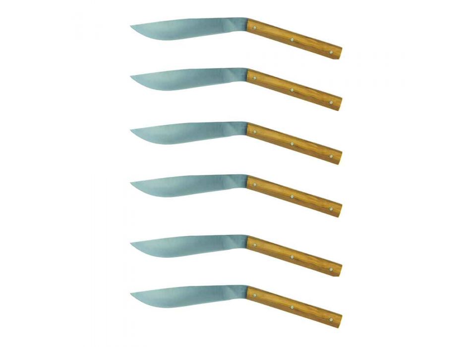 6 Ergonomic Steak Knives with Steel Blade Made in Italy - Shark