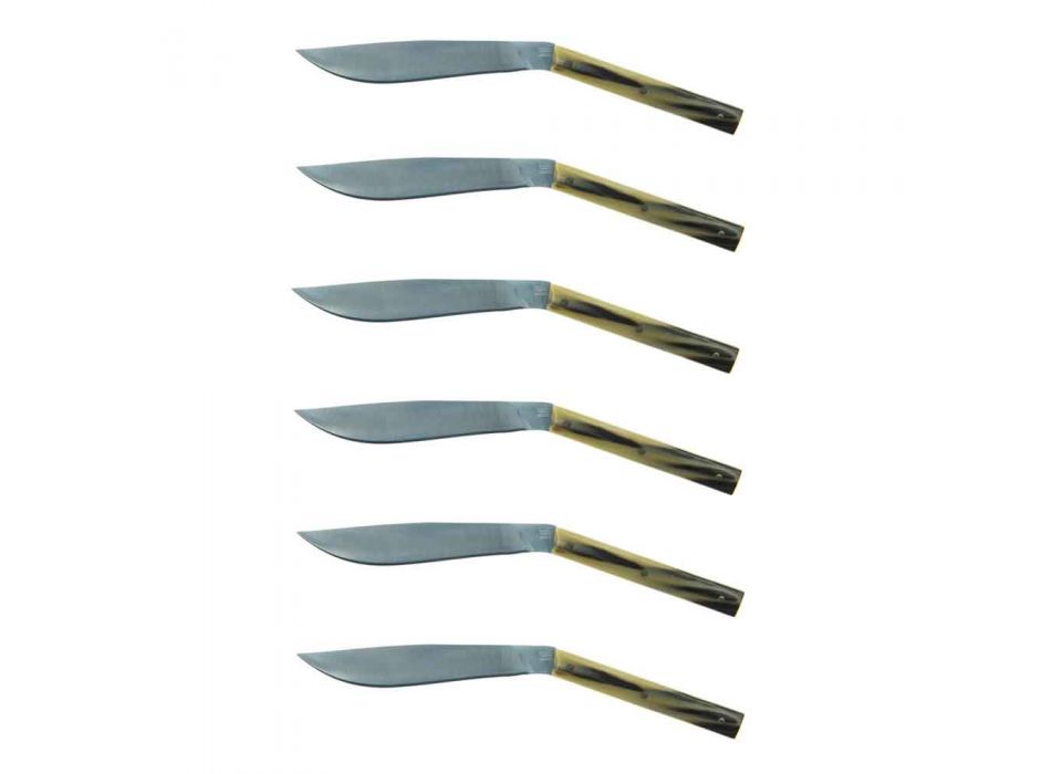 6 Ergonomic Steak Knives with Steel Blade Made in Italy - Shark Viadurini