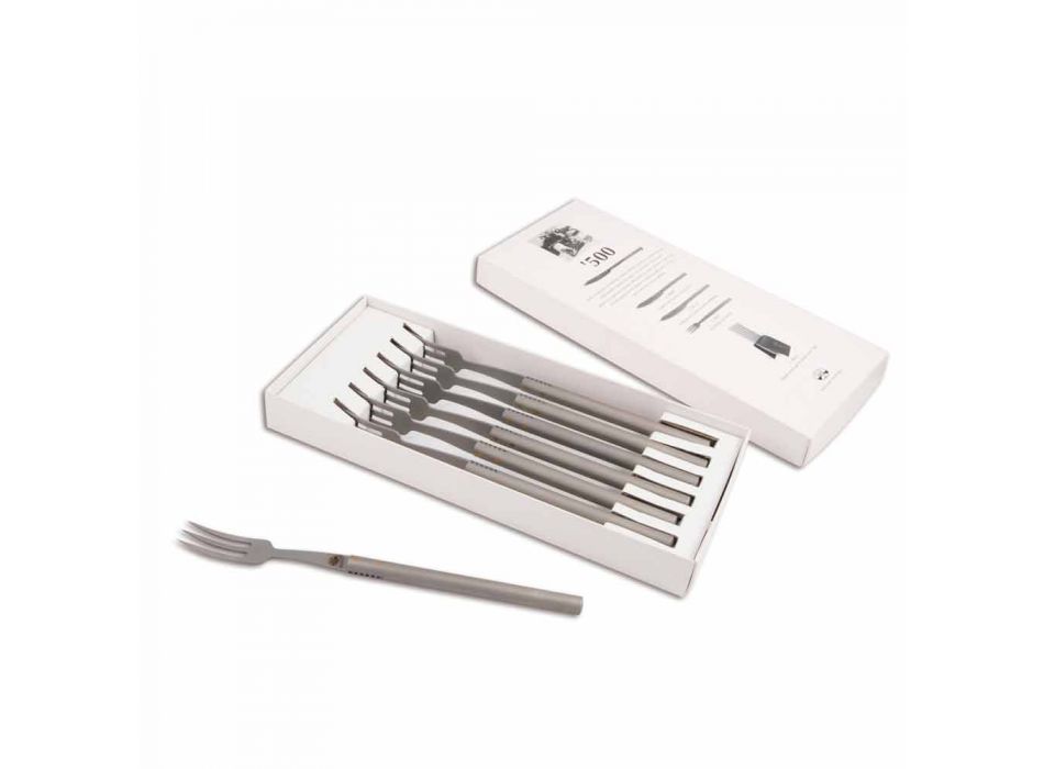 6 Berti Stainless Steel Table Forks' 500 exclusively for Viadurini - Edolo