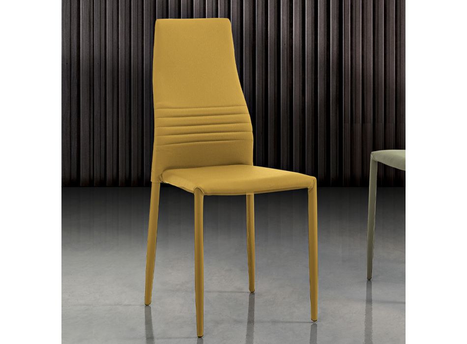 6 Stackable Chairs in Colored Eco-leather Modern Design for Living Room - Merida