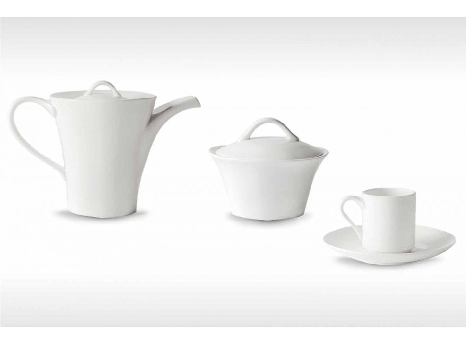 6 Porcelain Coffee Cups with Coffee Pot and Sugar Bowl - Romilda