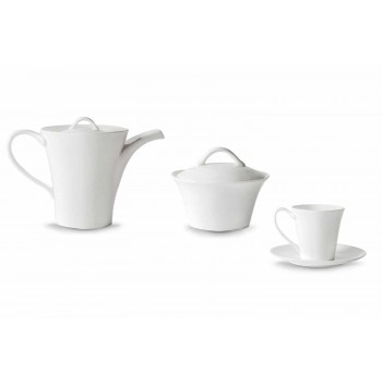 6 Porcelain Coffee Cups with Plate, Coffee Pot and Sugar Bowl - Romilda