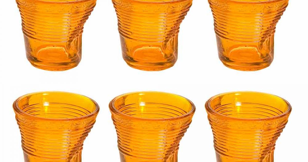 Crumpled Coffee Cups in Coffee Colored Glass