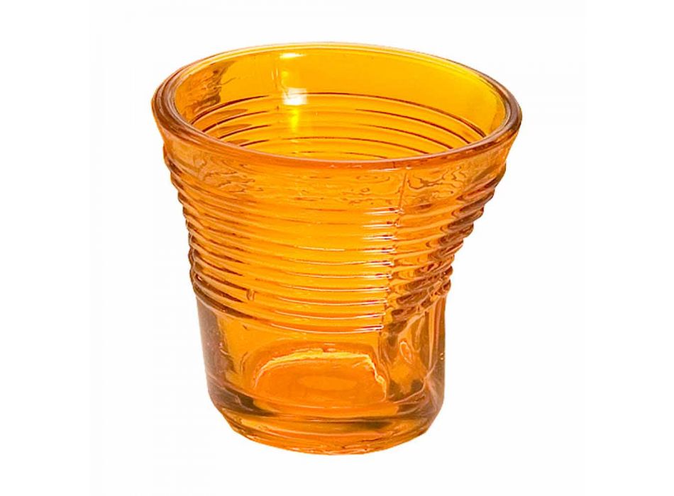 6 Coffee Cups Crumpled Glasses in Colored Design Glass - Sarabi