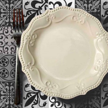 6 Elegant Placemats in Pvc and Polyester with Black or Gray Pattern - Pita