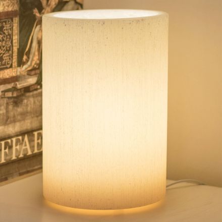 Cylindrical Lampshade in Scented Wax with Scratched Effect Made in Italy - Donata Viadurini