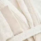 Cotton Terry Shawl Collar Bathrobe with Linen Ruffle and Monogram - Softness Viadurini