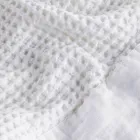 Cotton Honeycomb Hooded Bathrobe with Linen Frill - Plush Viadurini