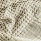 Cotton Honeycomb Hooded Bathrobe with Linen Frill - Plush Viadurini