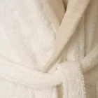 Cotton Terry Shawl Collar Bathrobe with Linen Frill - Mellow Viadurini