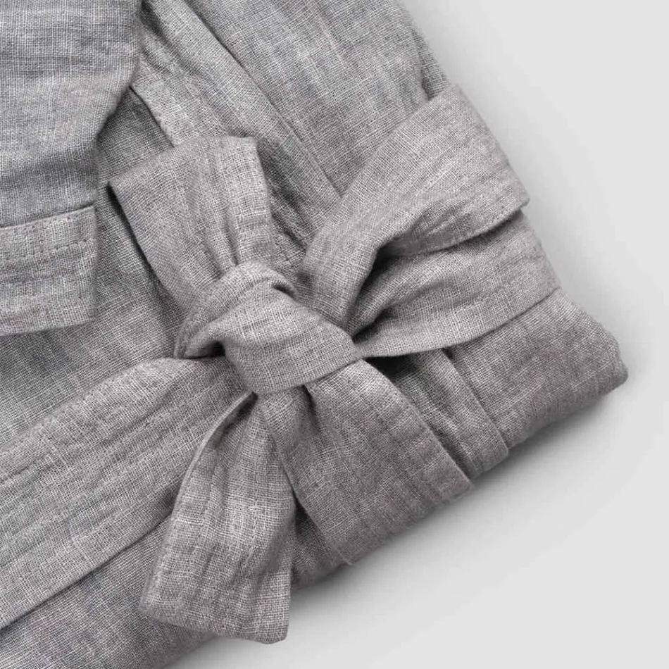 Luxury Heavy Linen Bathrobe with Hood Made in Italy - Palace Viadurini